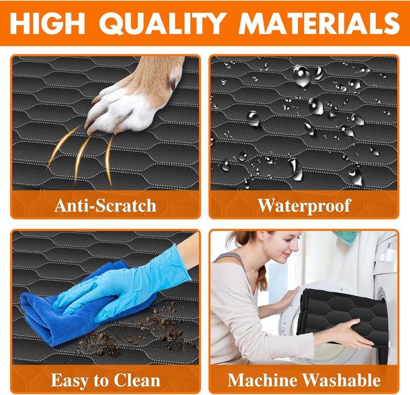 NECKORY Dog Back Seat Cover, Waterproof Scratch Proof Nonslip Dog Hammock for Car, Car Seat Cover for Back Seat with Sanitary Pad Mesh & Pocket for Cars SUVs and Trucks - S, Black/Orange - Image 4